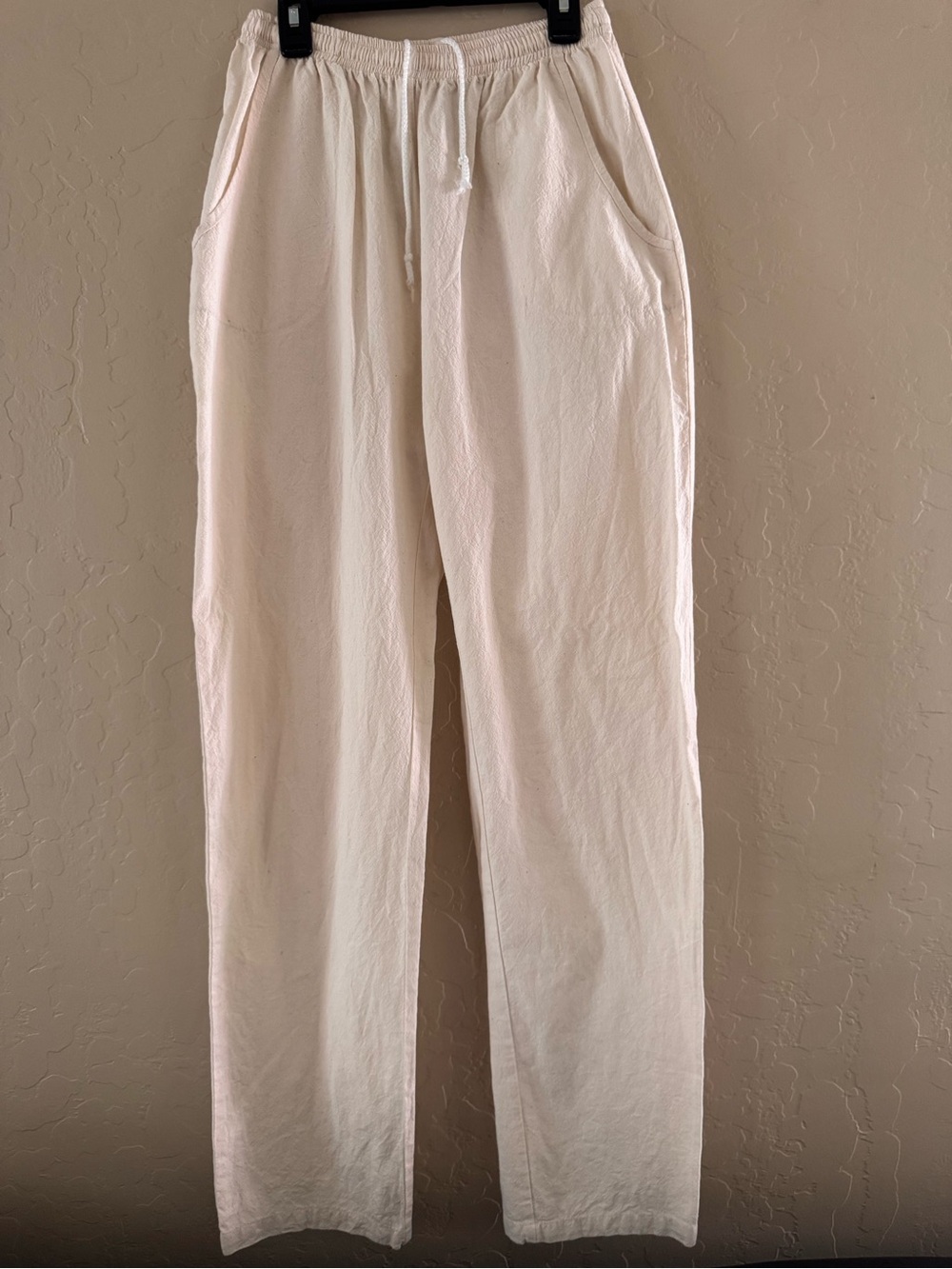 Men's Soft Cream Linen Drawstring Pants